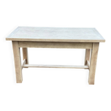 Renovated farmhouse table in solid oak wood and veneer 135cm