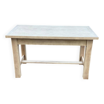 Renovated farmhouse table in solid oak wood and veneer 135cm