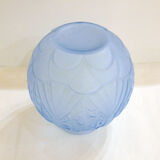 Art Deco ball vase, frosted blue glass