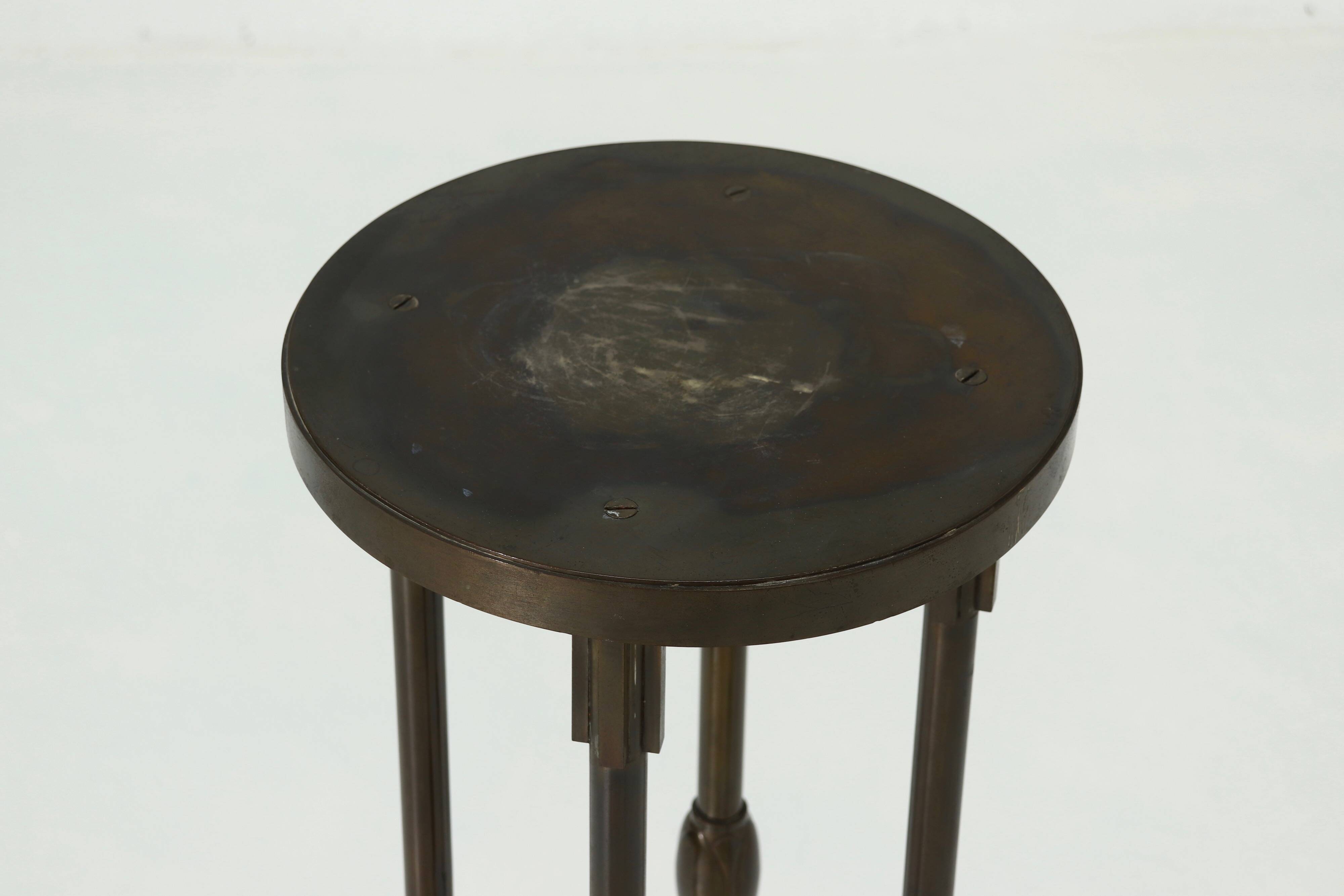Art Deco Bronze Pedestal Side Table 1930s