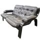 Two-seater sofa/vintage chaise longue in brown leather