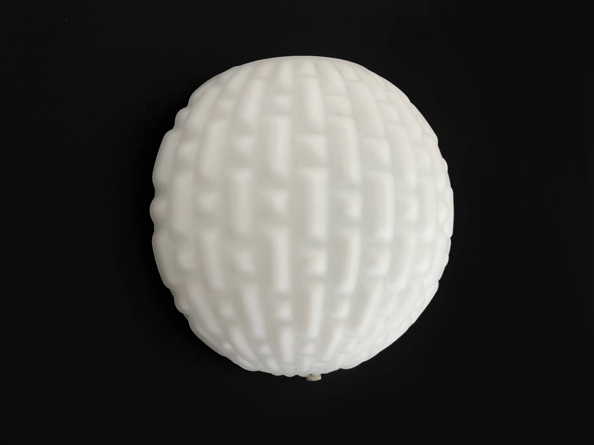 Vintage white glass half-sphere wall light. 1970s