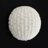 Vintage white glass half-sphere wall light. 1970s