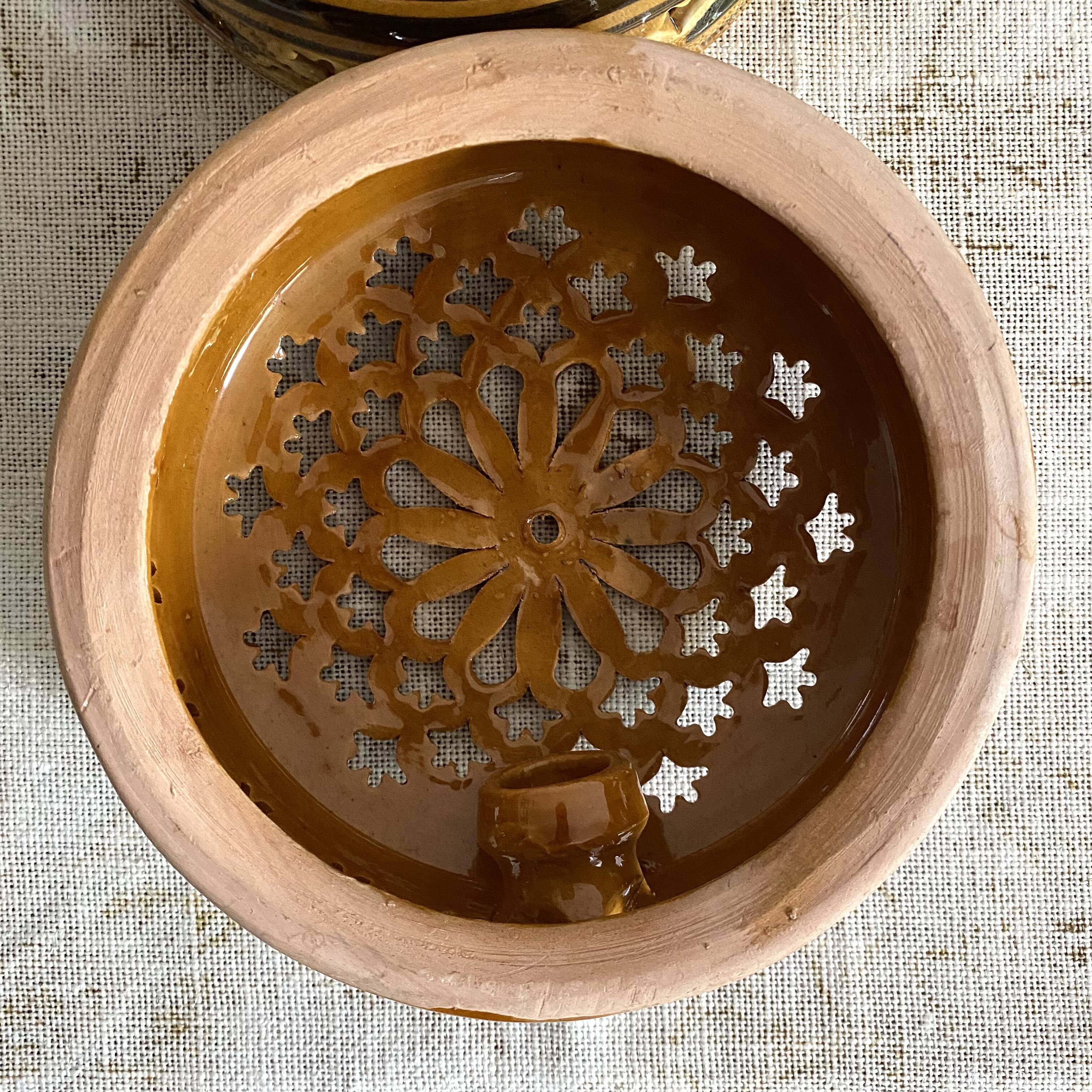 Pair of enamelled terracotta wall lights