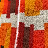 Set of 2 modernist multi-color high pile rya rug by desso, netherlands, 1970s