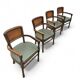 4 x RAC Royal English dining chairs / green leather cushions