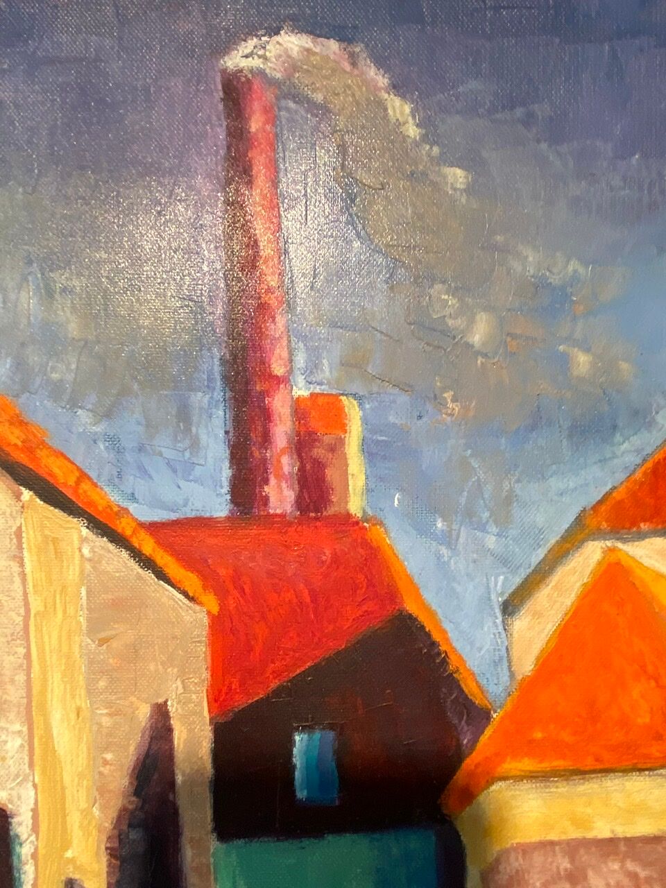 Old painting, cityscape signed and dated 79