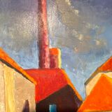 Old painting, cityscape signed and dated 79