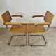 Lot 2 vintage Cesca B64 armchairs design Marcel Breuer 1970 Made in Italy light wood