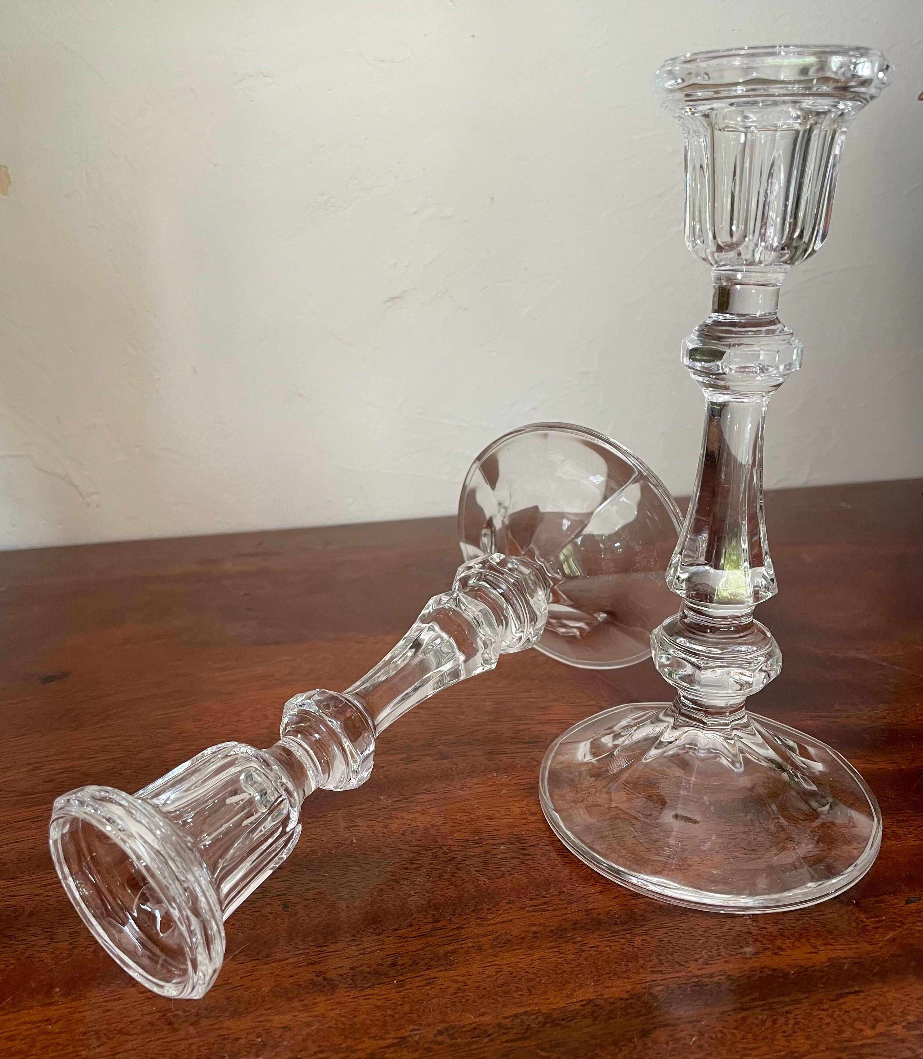 Pair of crystal candle holders