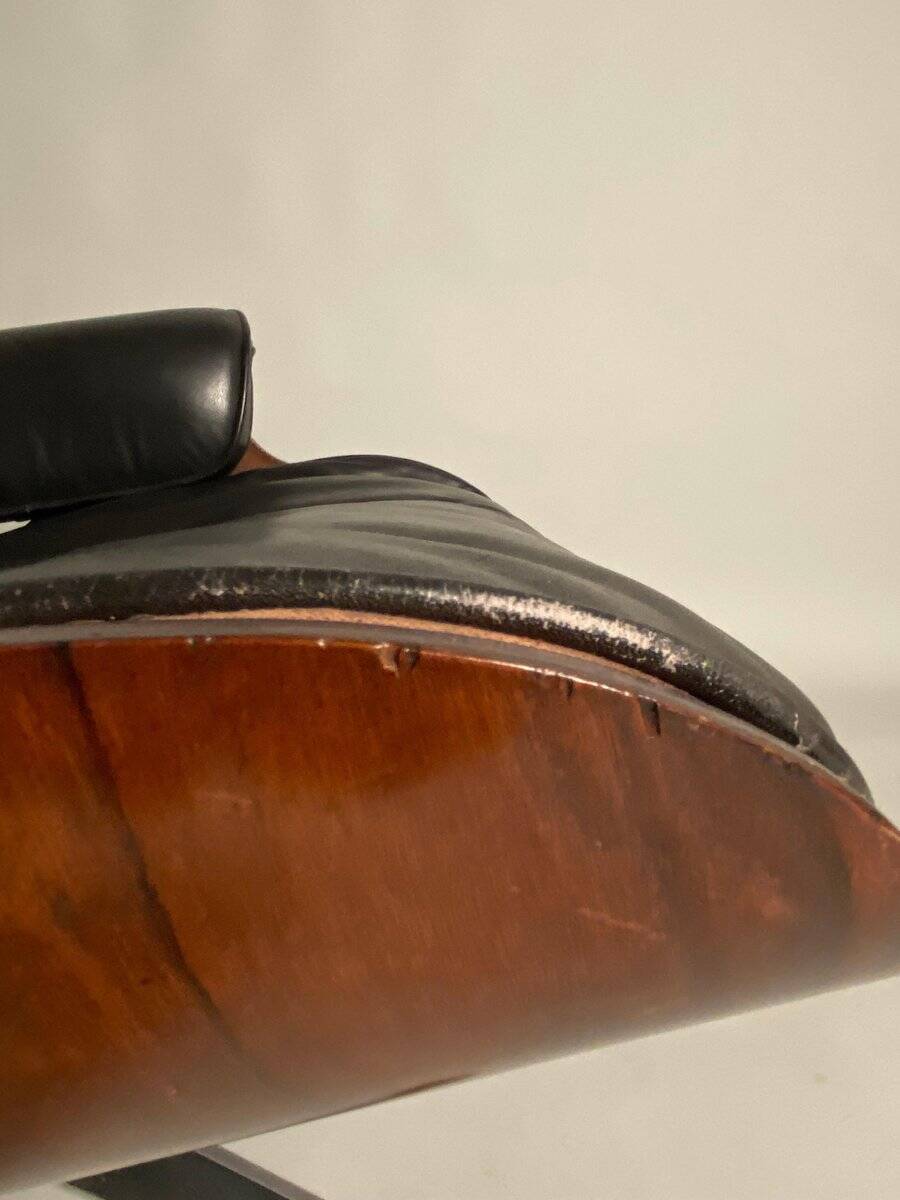 Lounge Chair in Black Leather attributed to Charles Eames for Herman Miller, 1956