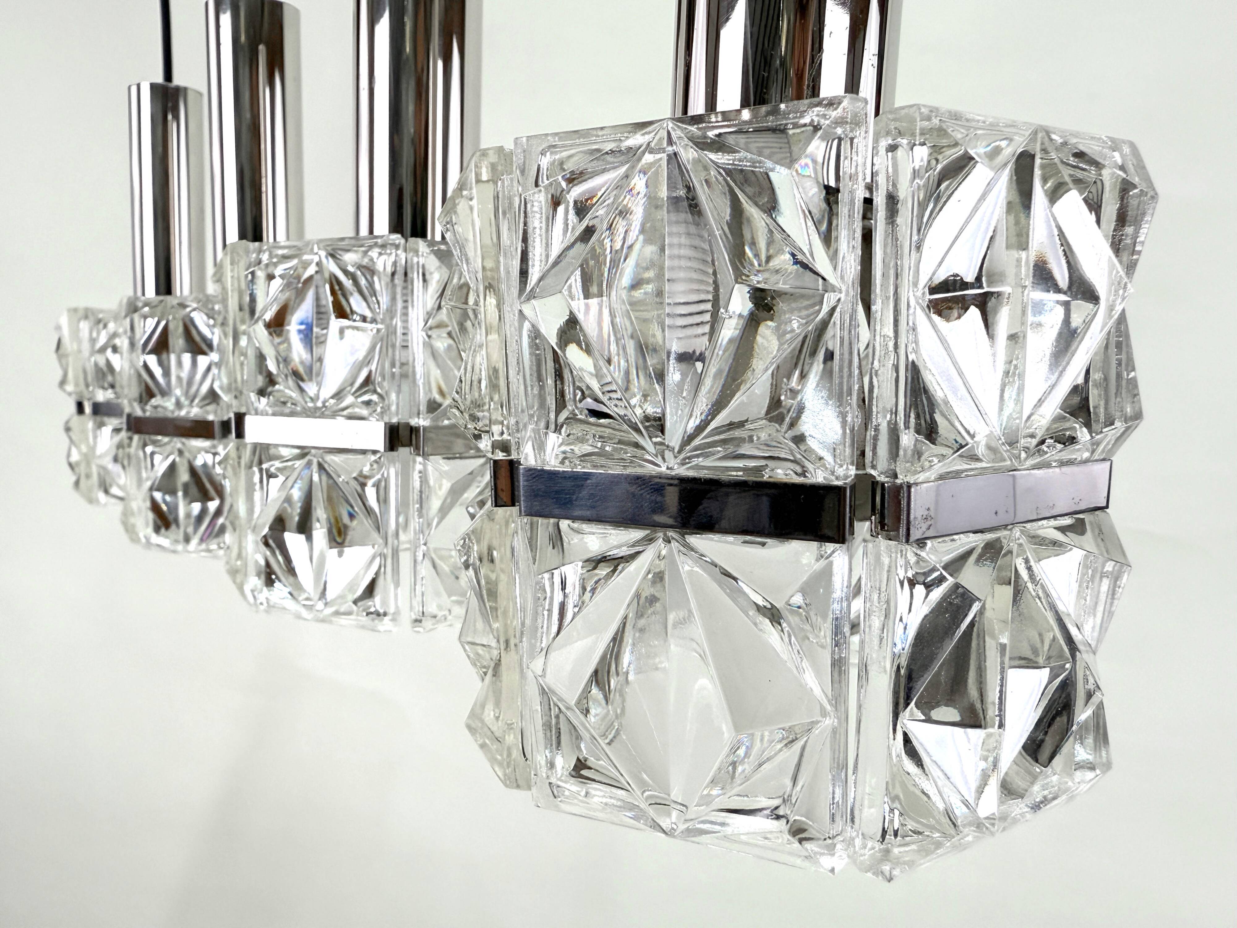 Old Vintage 4-Light Suspension Light Fixture Kinkeldey Style 60's 70's