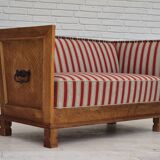 1960s, Danish 2 seater sofa, furniture wool, oak wood, orginal condition.