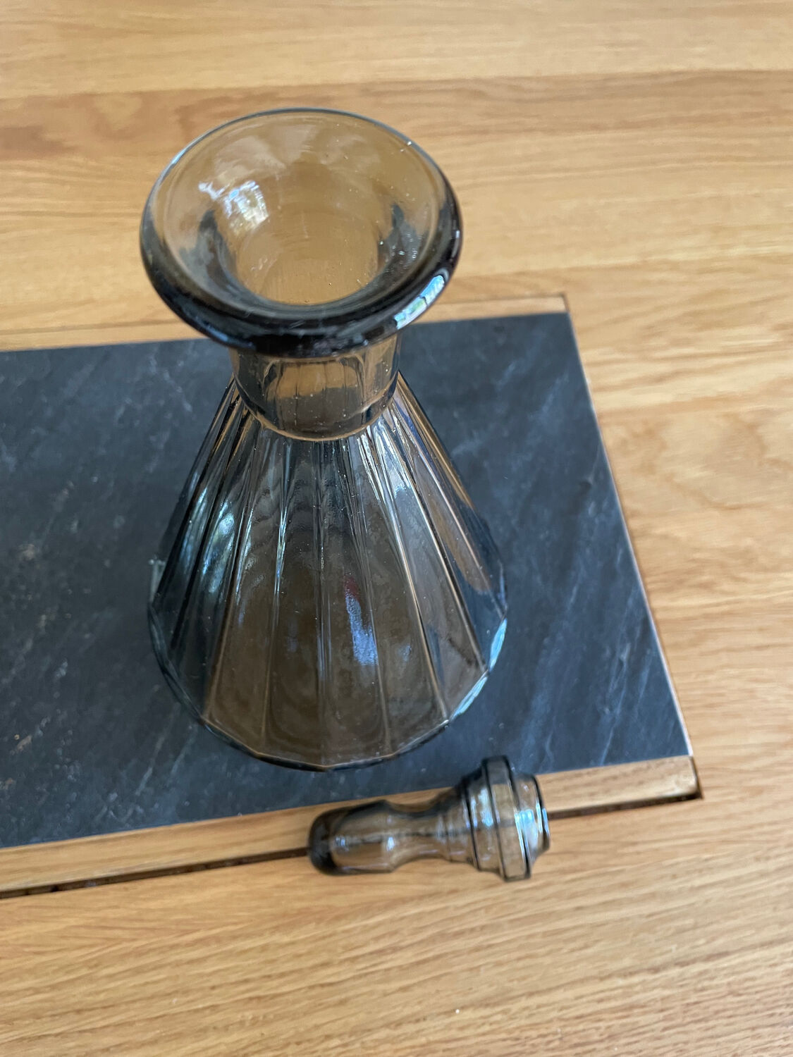 Amber glass decanter