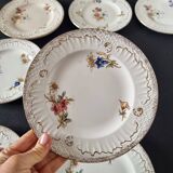 Lot de 9 assiettes anciennes en porcelaine de Sarreguemines, XIXe siècle, s