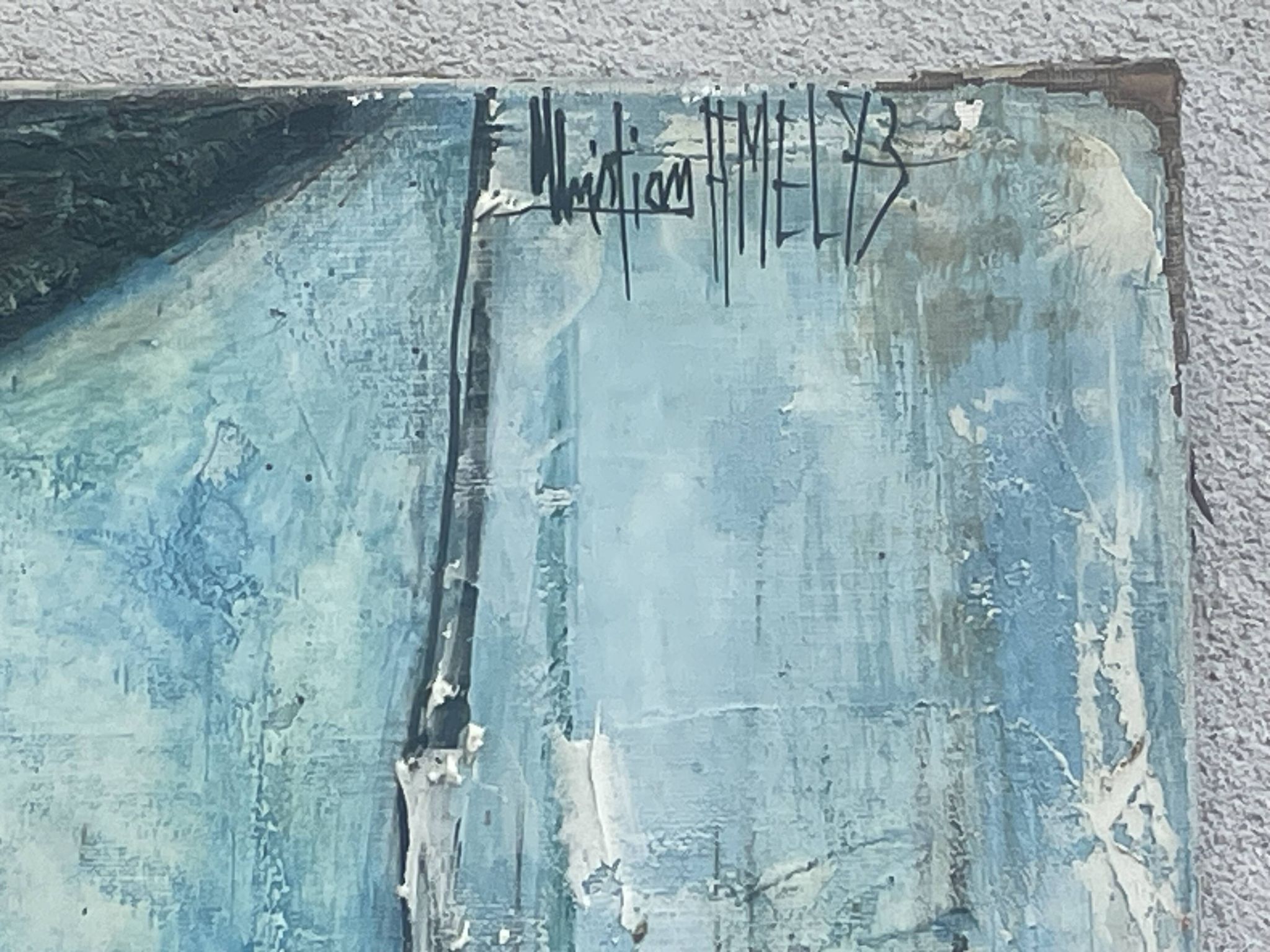 Oil, acrylic? composition on canvas, signed Christian Amel 73