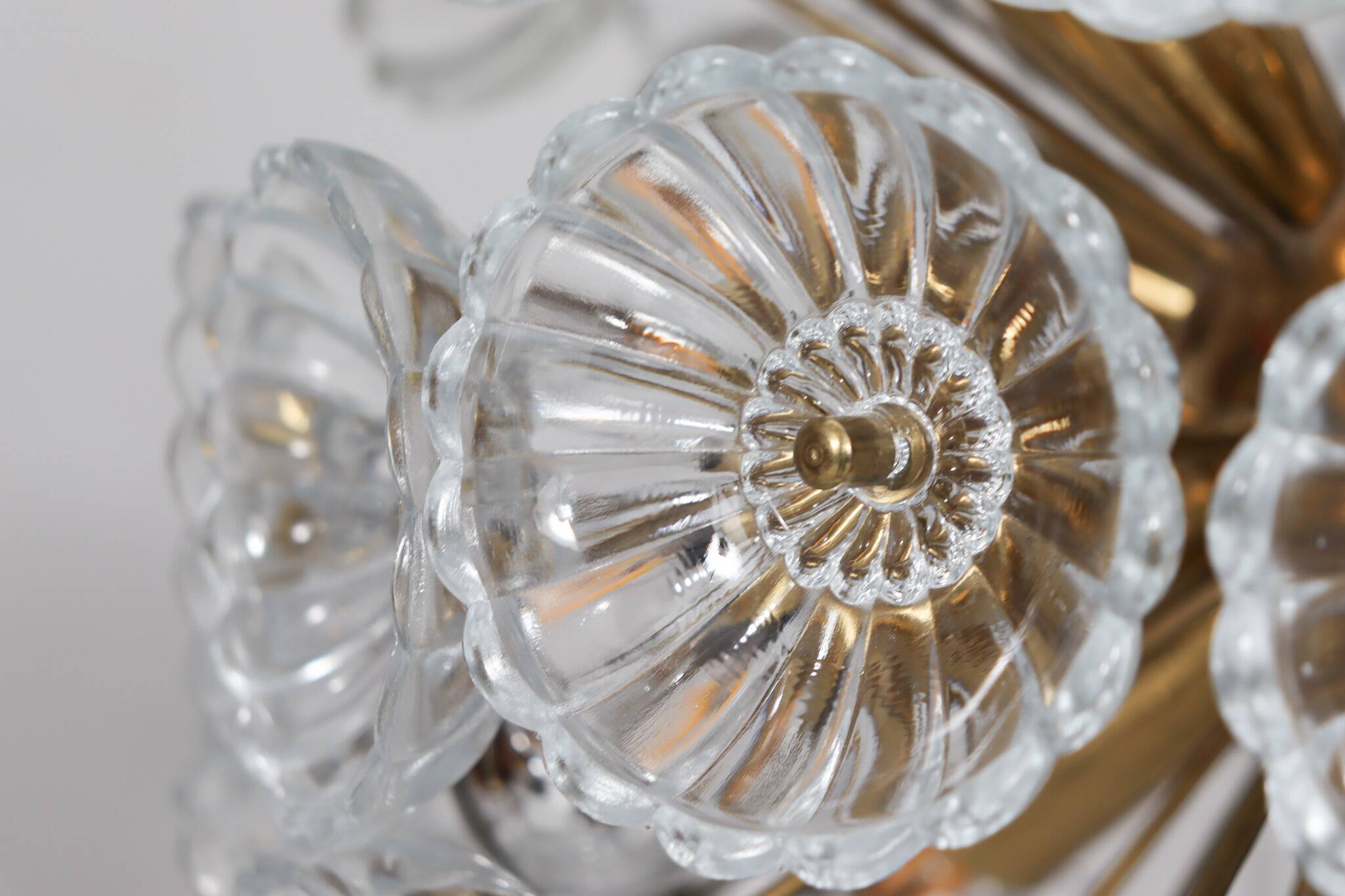 Space Age Sputnik ceiling chandelier/ceiling lamp with crystal flowers, Germany, 1970s
