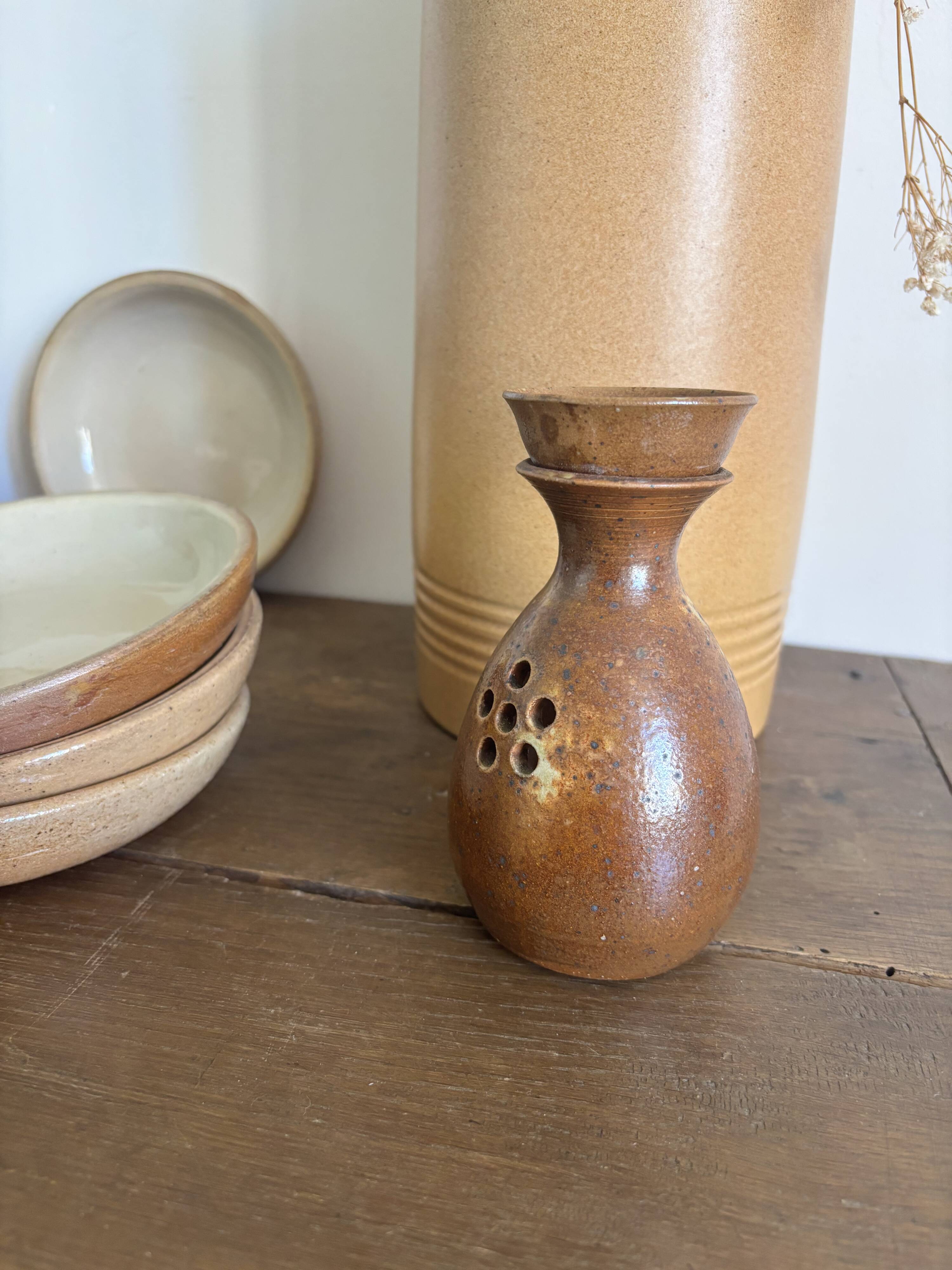 Vintage french stoneware ceramics set – mineral earth