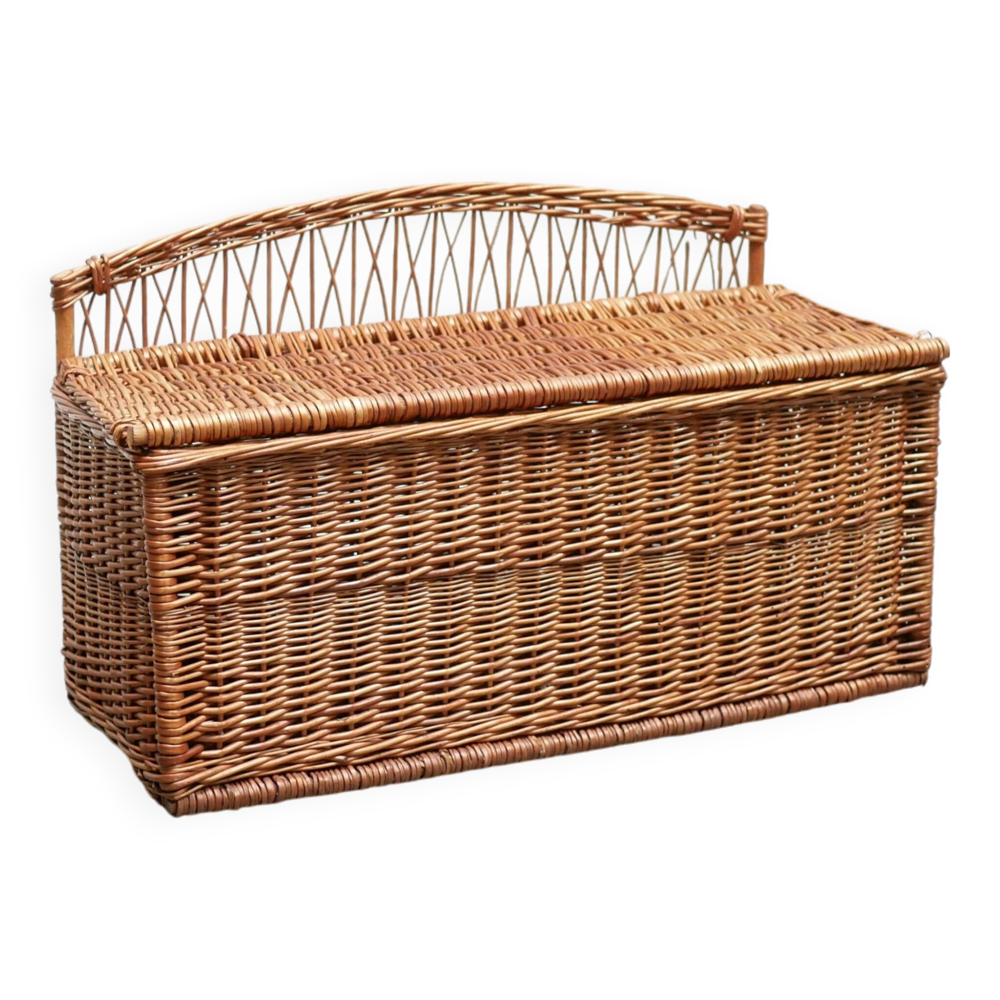 Vintage rattan bench trunk