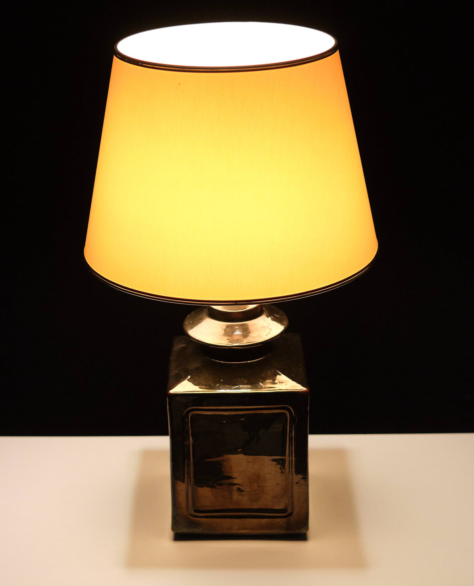 Superb square Ceramic Table lamp 1970s France