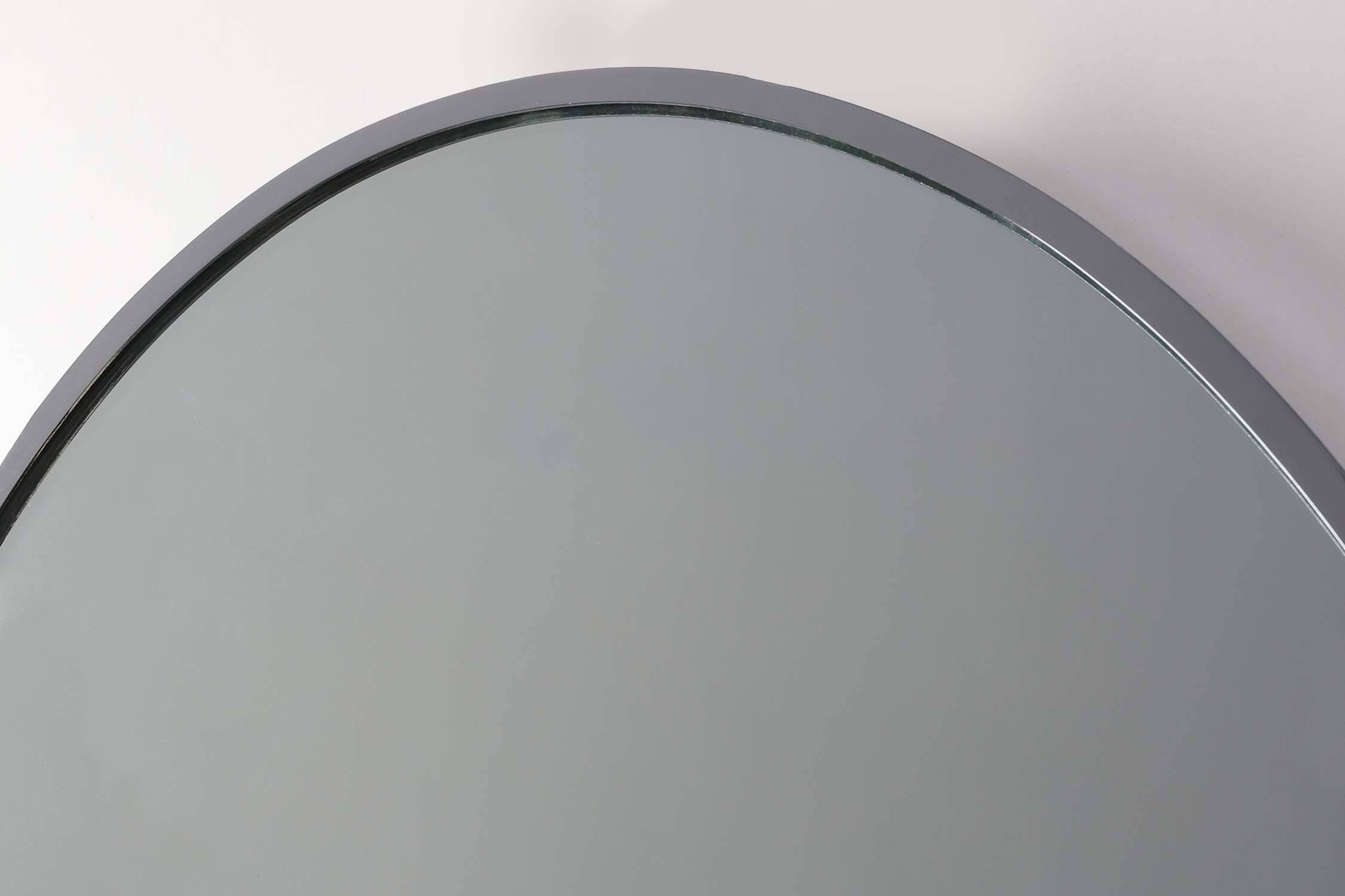 Art Deco Oval Nickel‑Plated Metal Mirror, Belgium, ca. 1925