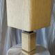 Stone, black marble and mottled silk table lamp