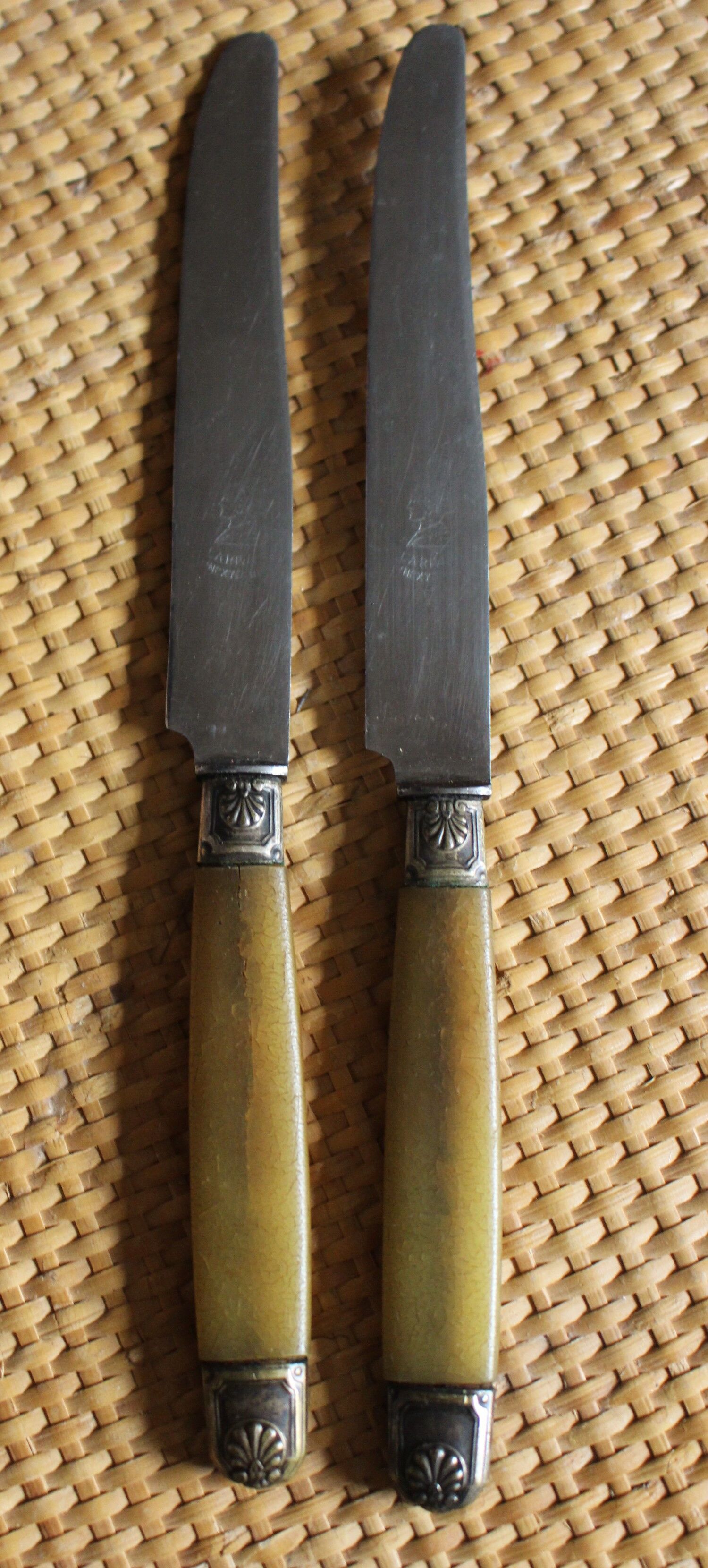 Lot 6 knives Ferrules flower shell blade bakelite steel