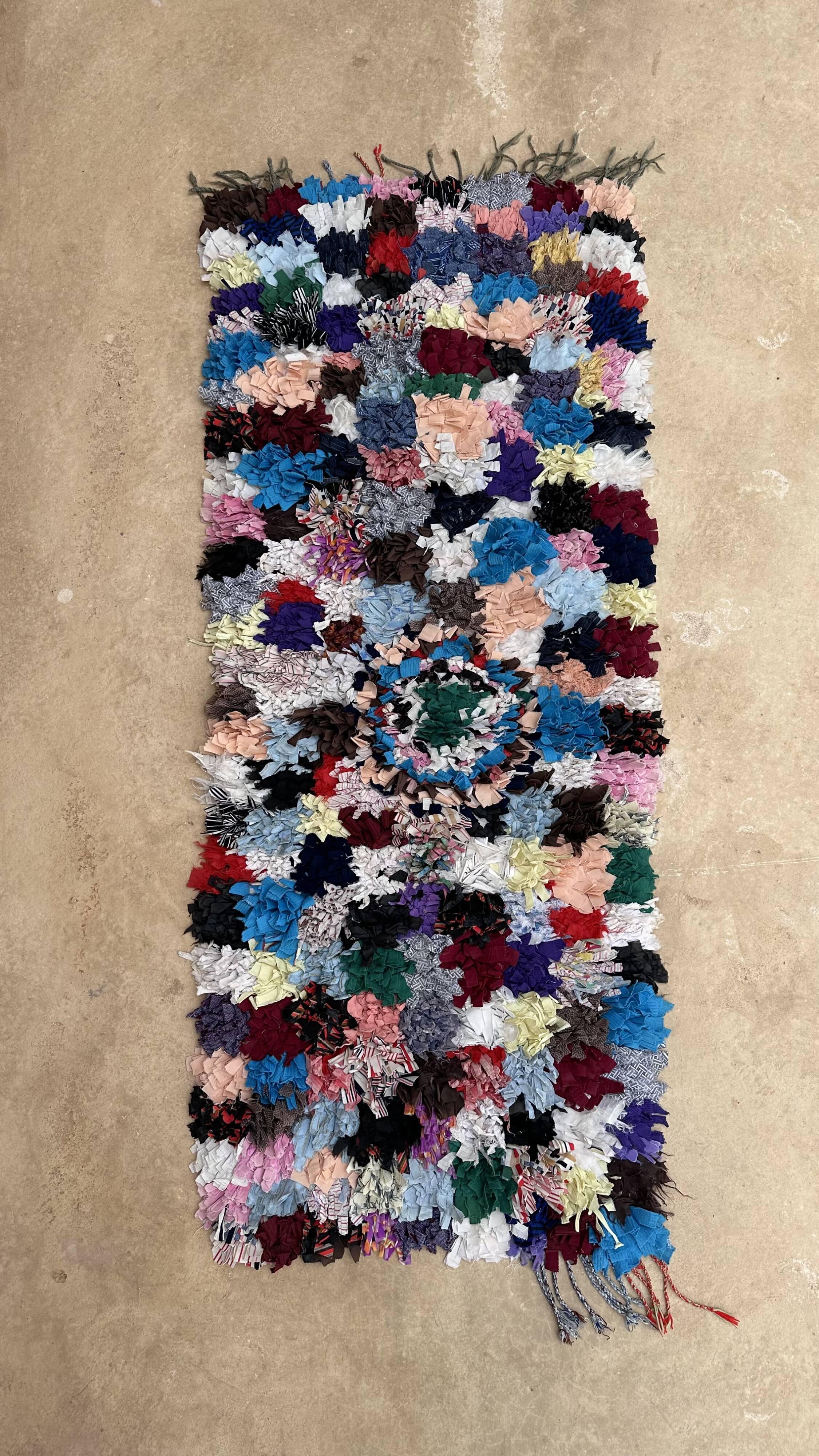 Colorful Boucherouite Berber rug - 63 x 162 cm