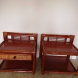 Set consisting of a 140x190 double bed by Roche Bobois designer Maugrion + 2 bedside tables