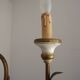 Vintage French 3-Light Chandelier White Wood & Bronzed Effect Metal