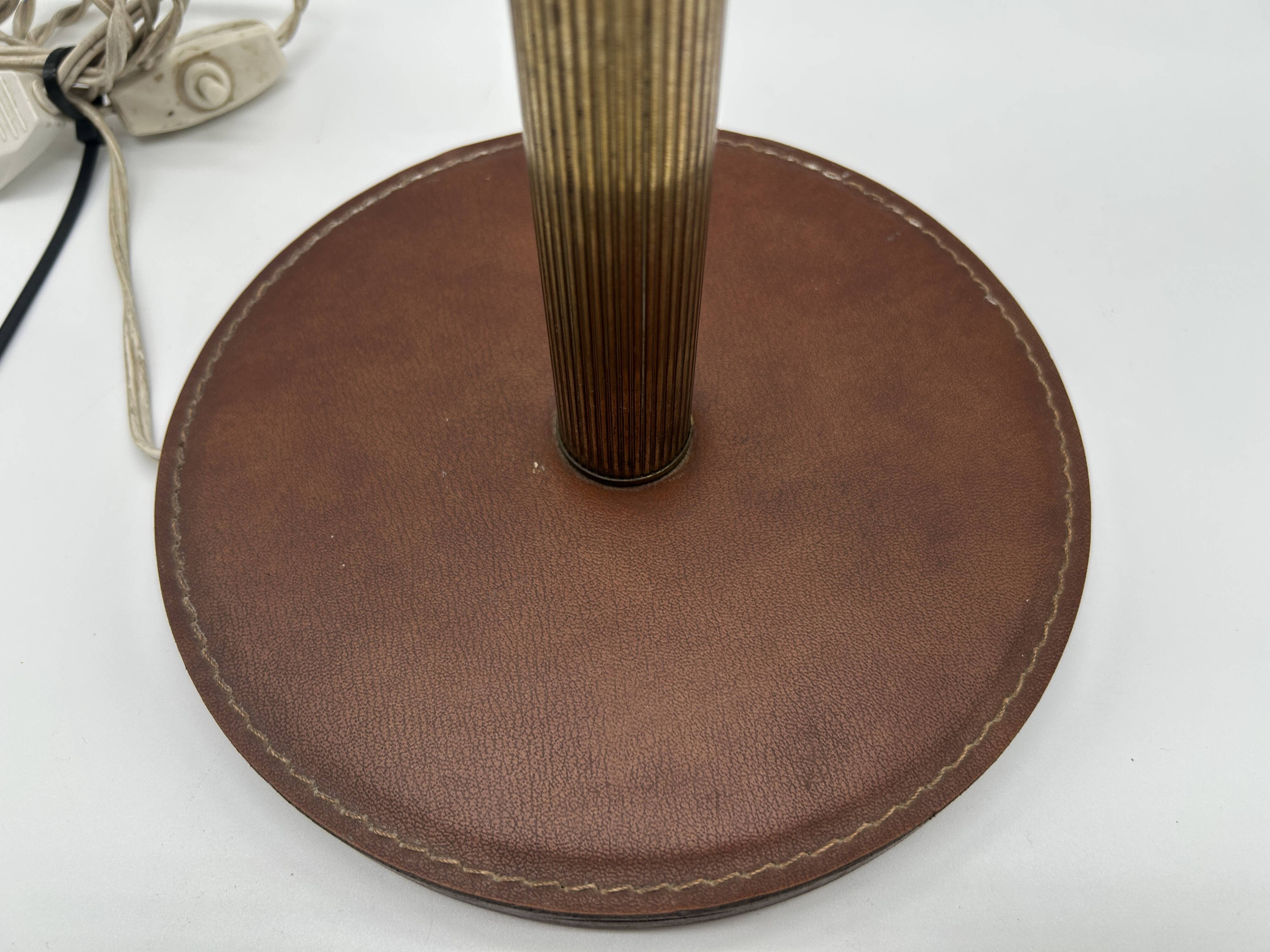 1950s desk lamp - brass/leather