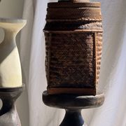 Large Indonesian wicker fishing basket with lid H65 D33