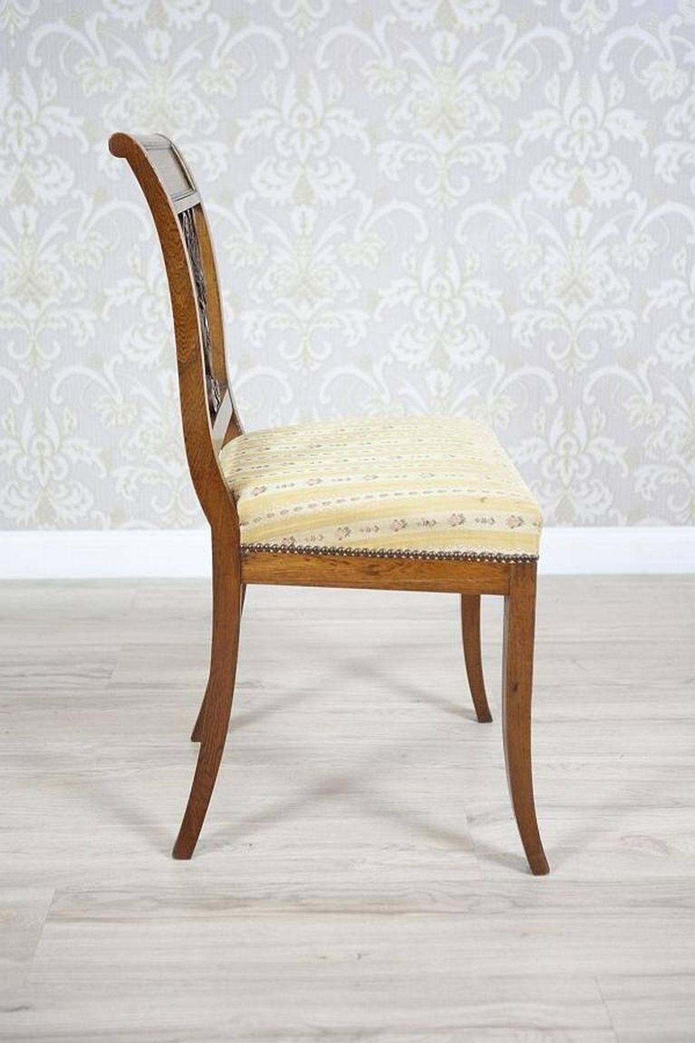 Set of 2 Ash Chairs in White Upholstery, 1950s