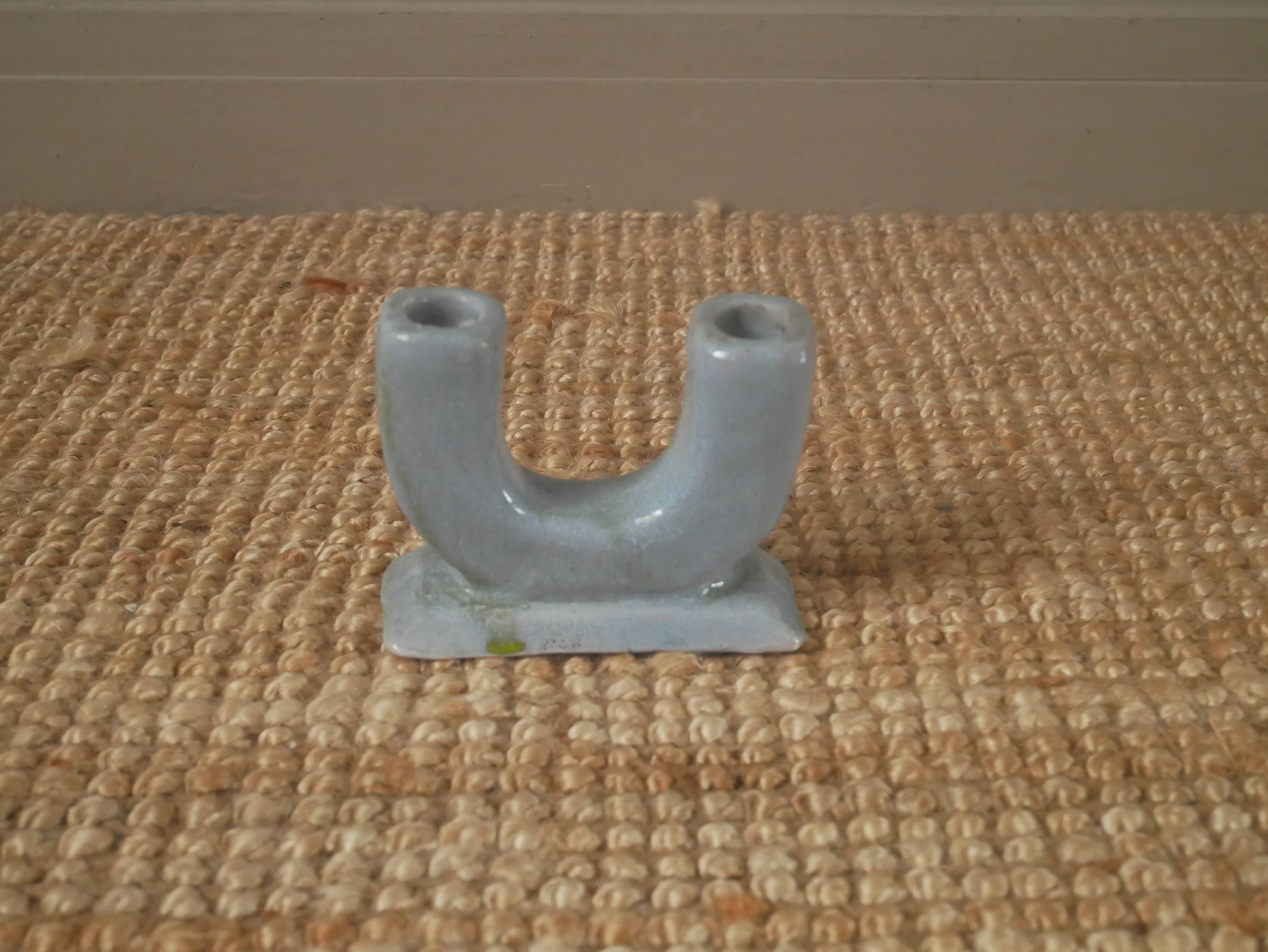 Ceramic candle holder candelabra candlestick handcrafted Abbaye ND country decoration