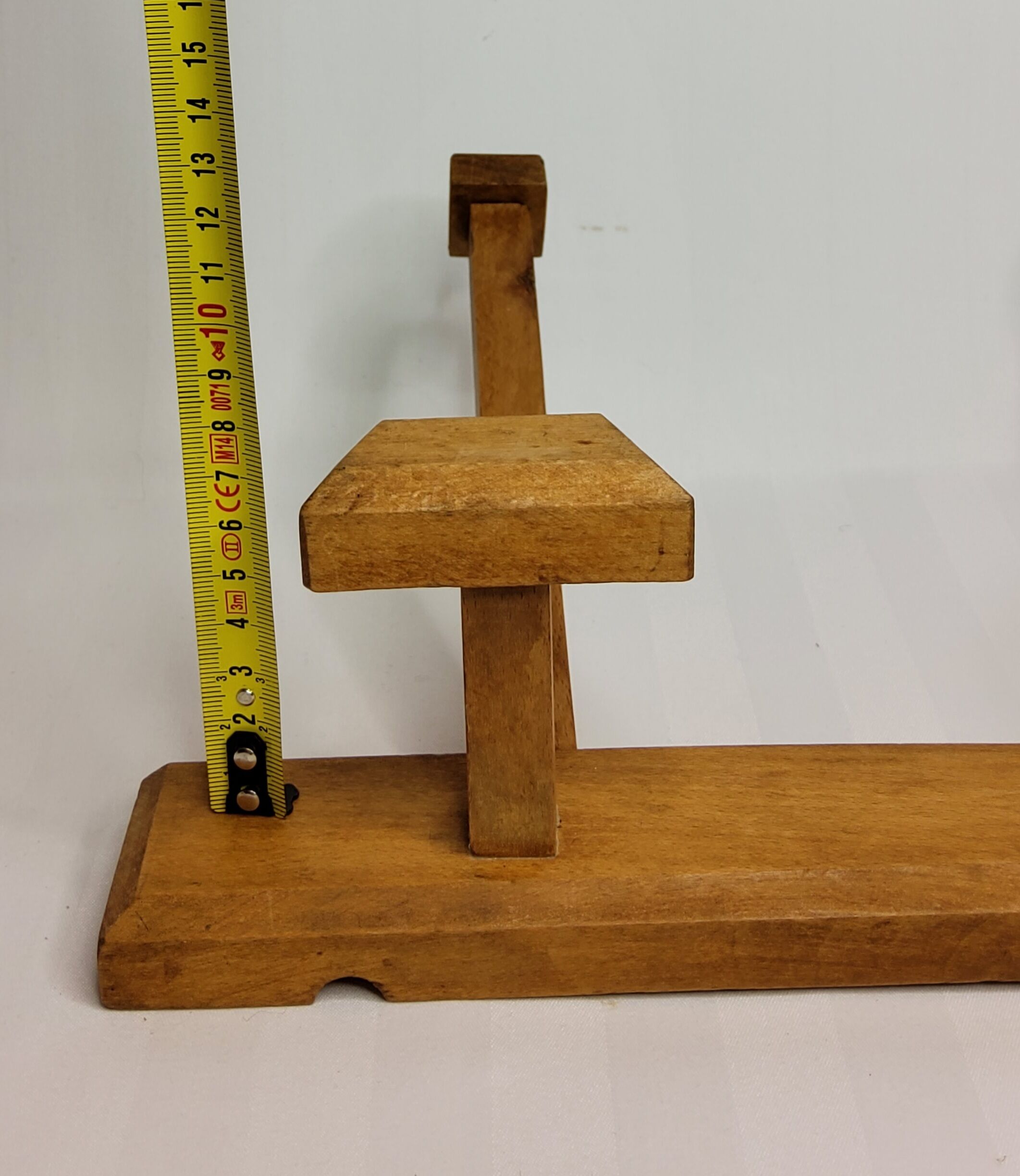Vintage solid wood wall coat rack, two hooks, 35 cm