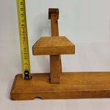 Vintage solid wood wall coat rack, two hooks, 35 cm