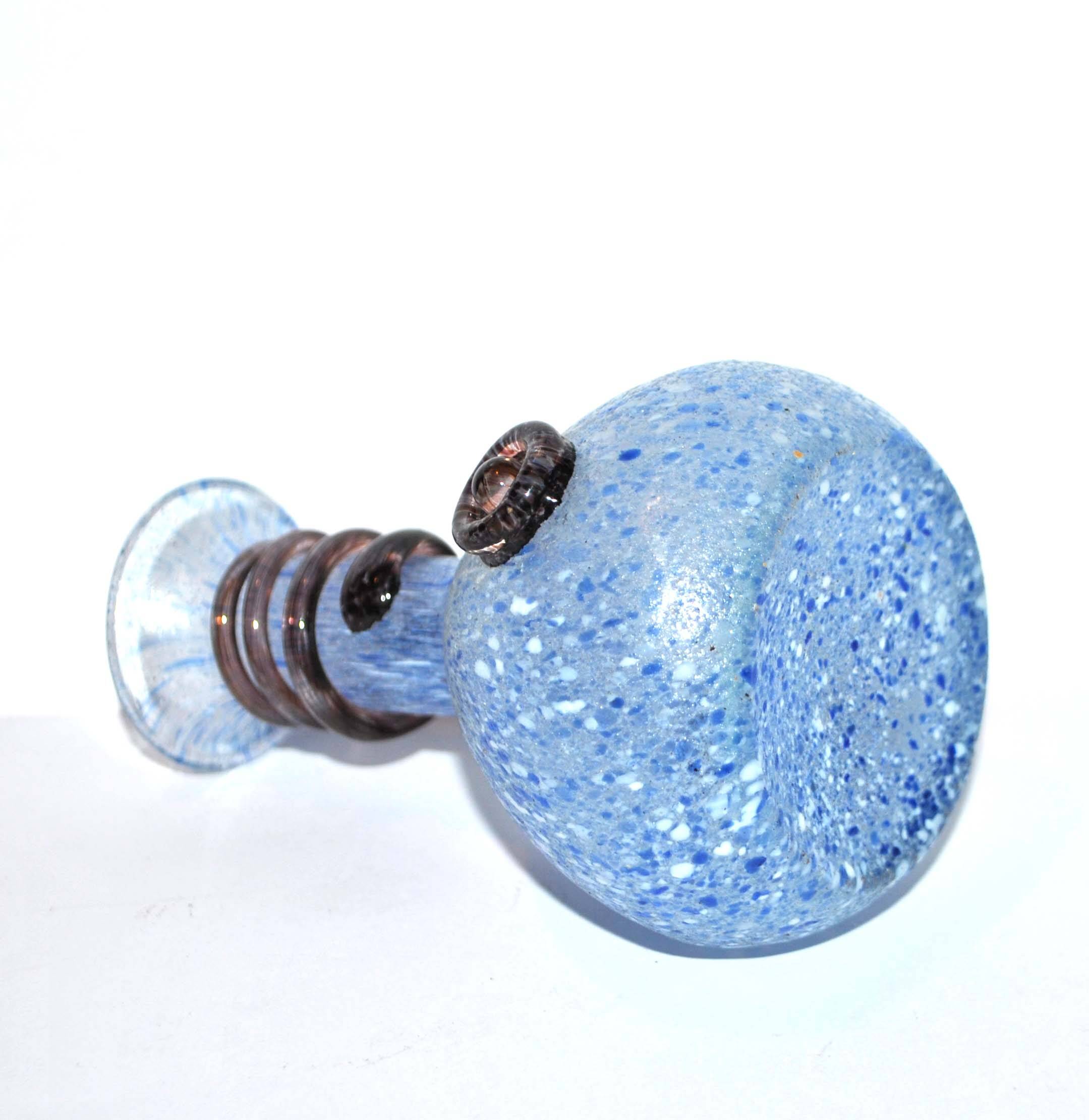 Vintage vase in blown glass and blue and purple glass paste - Murano Glass Bottle? Italy