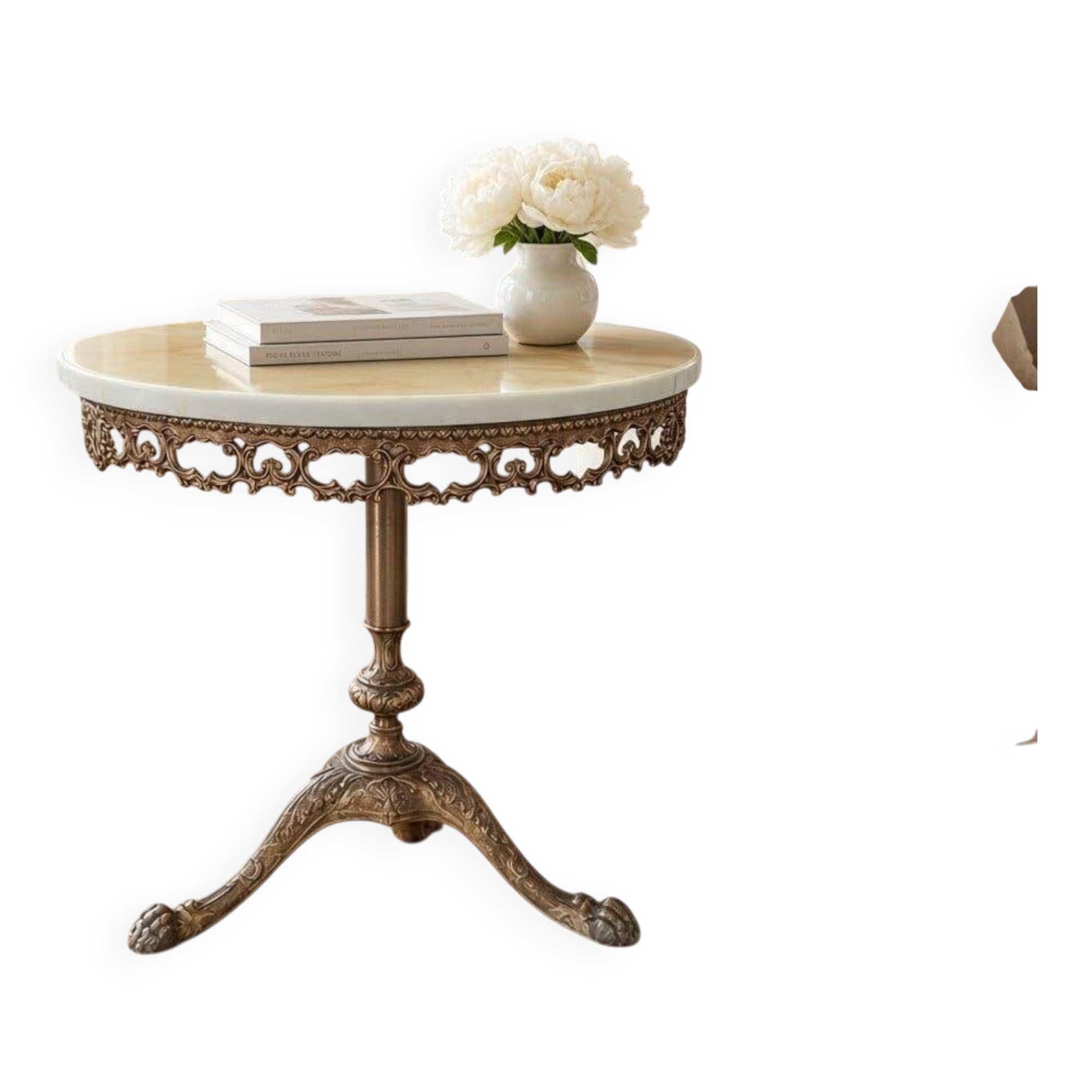 Vintage brass side table/coffee table with an onyx top.