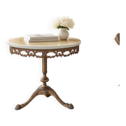 Table d'appoint/table basse vintage en laiton avec plateau en onyx