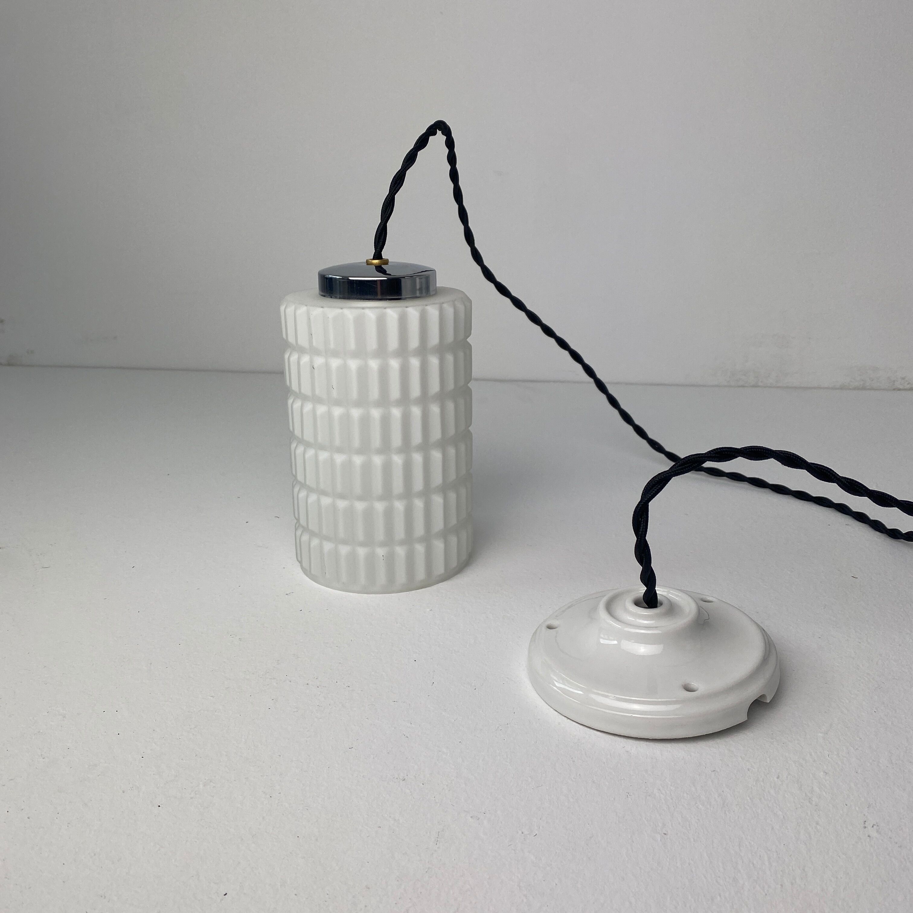 Lot 3 old vintage opaline pendant lamps