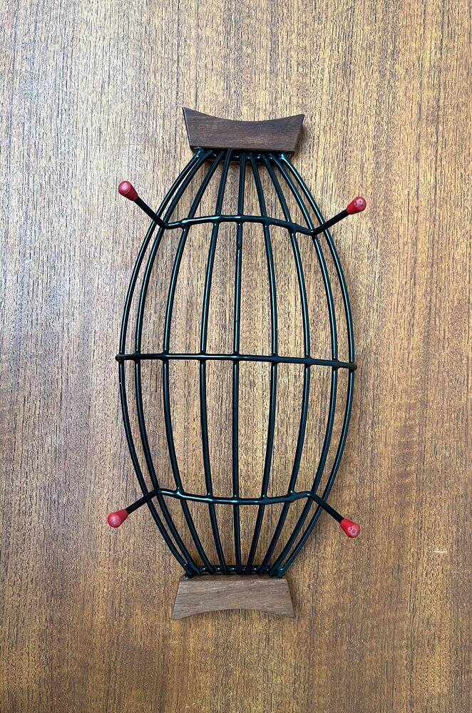 Mid-Century String Fruit Bowl with Teak Handle, 1960s