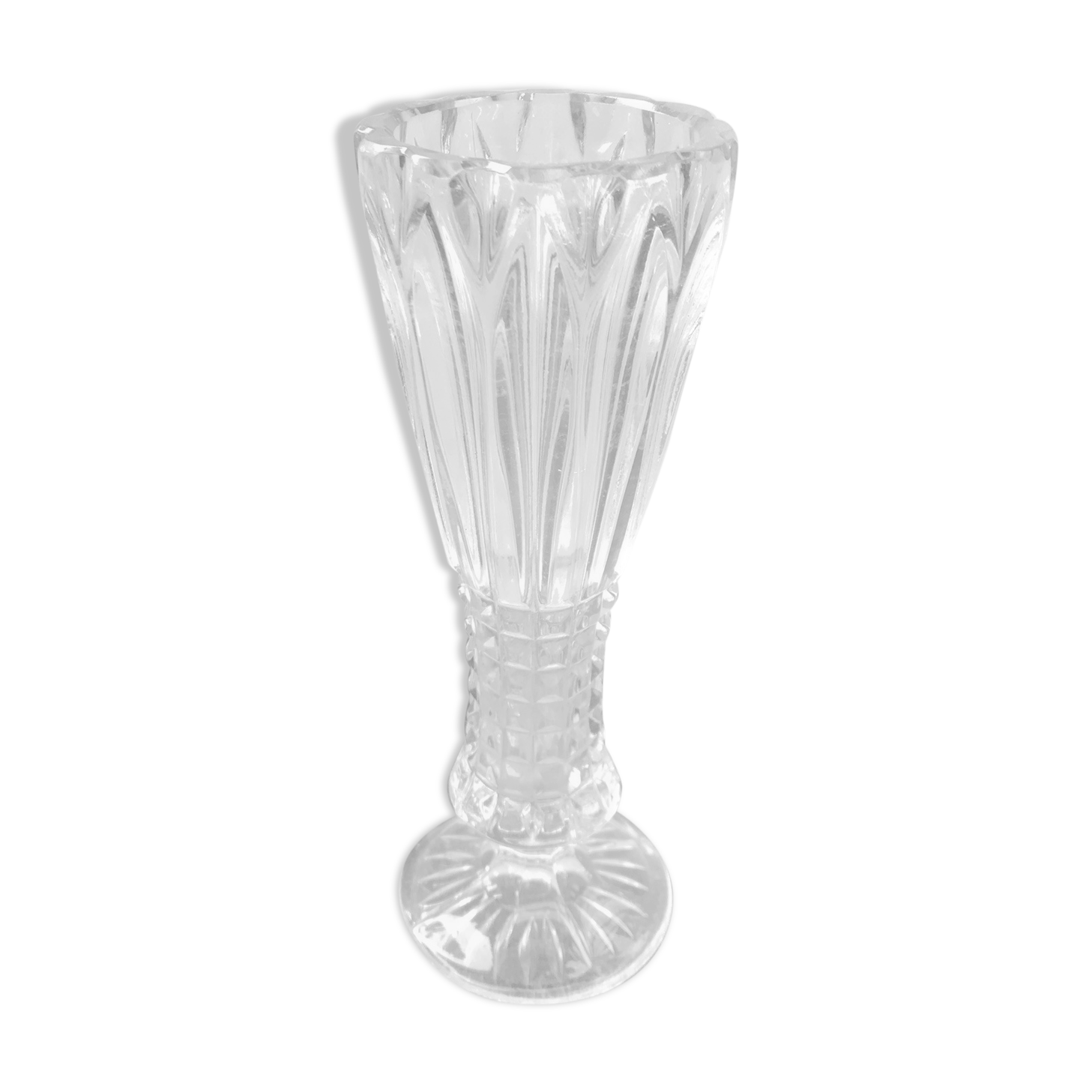 Old vase on foot vintage moulded glass