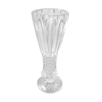 Vase sur pied verre moulé vintage