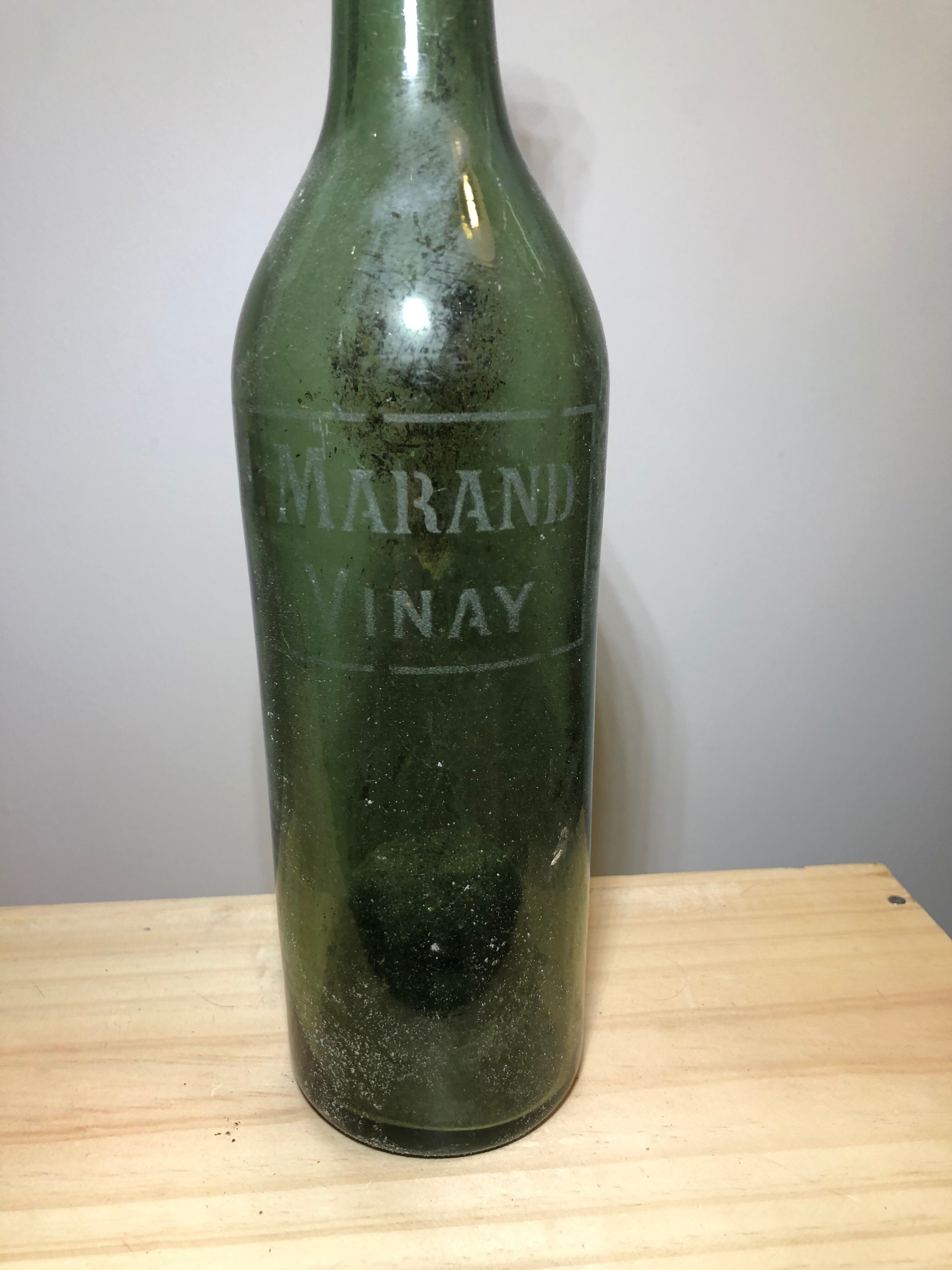 Lot of old blown glass beer bottles with marking