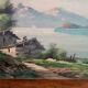 Painting landscape mountain lake Alps signed Pini 1950s