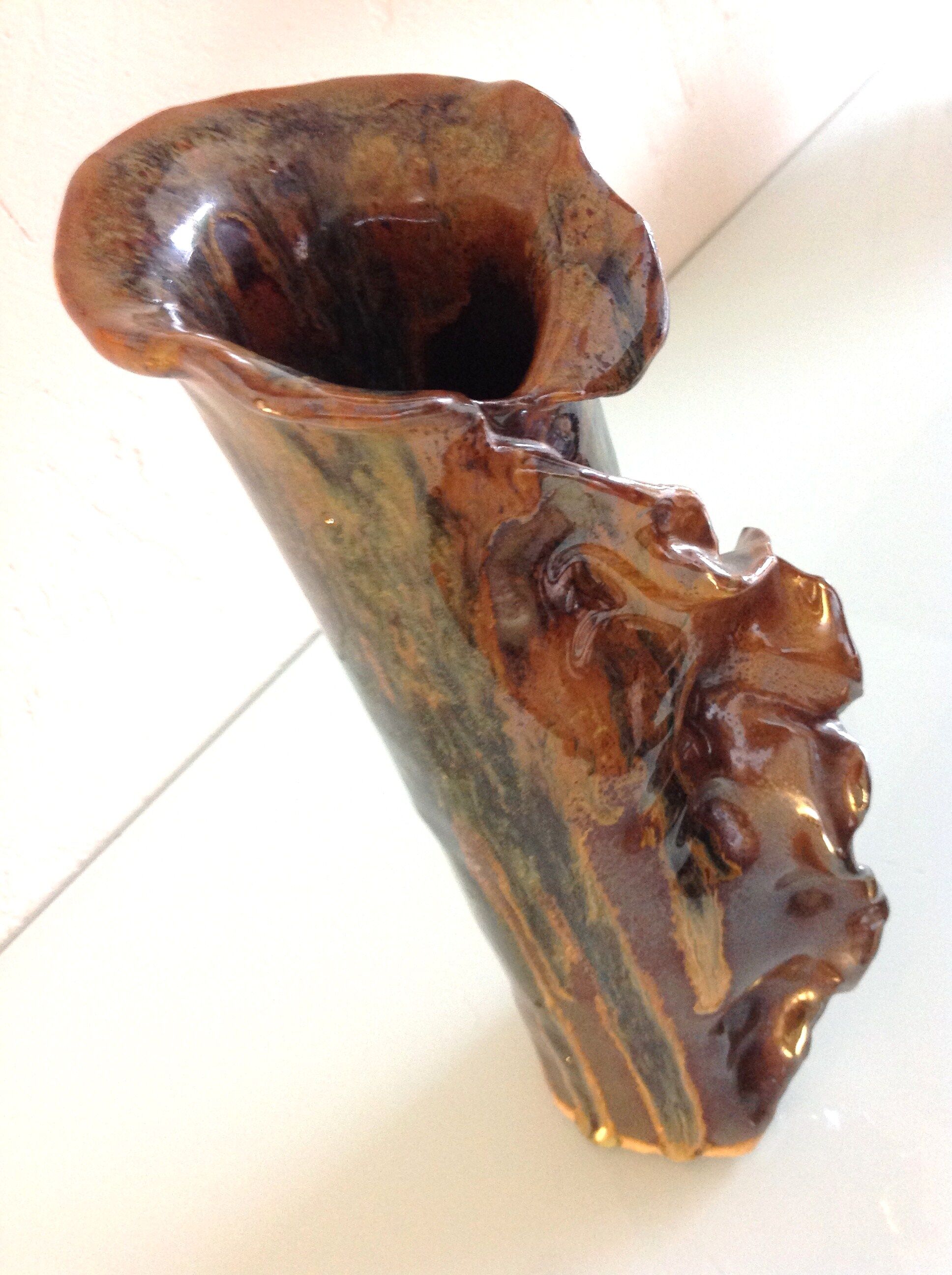 Roll vase in iridescent ceramics 60/70