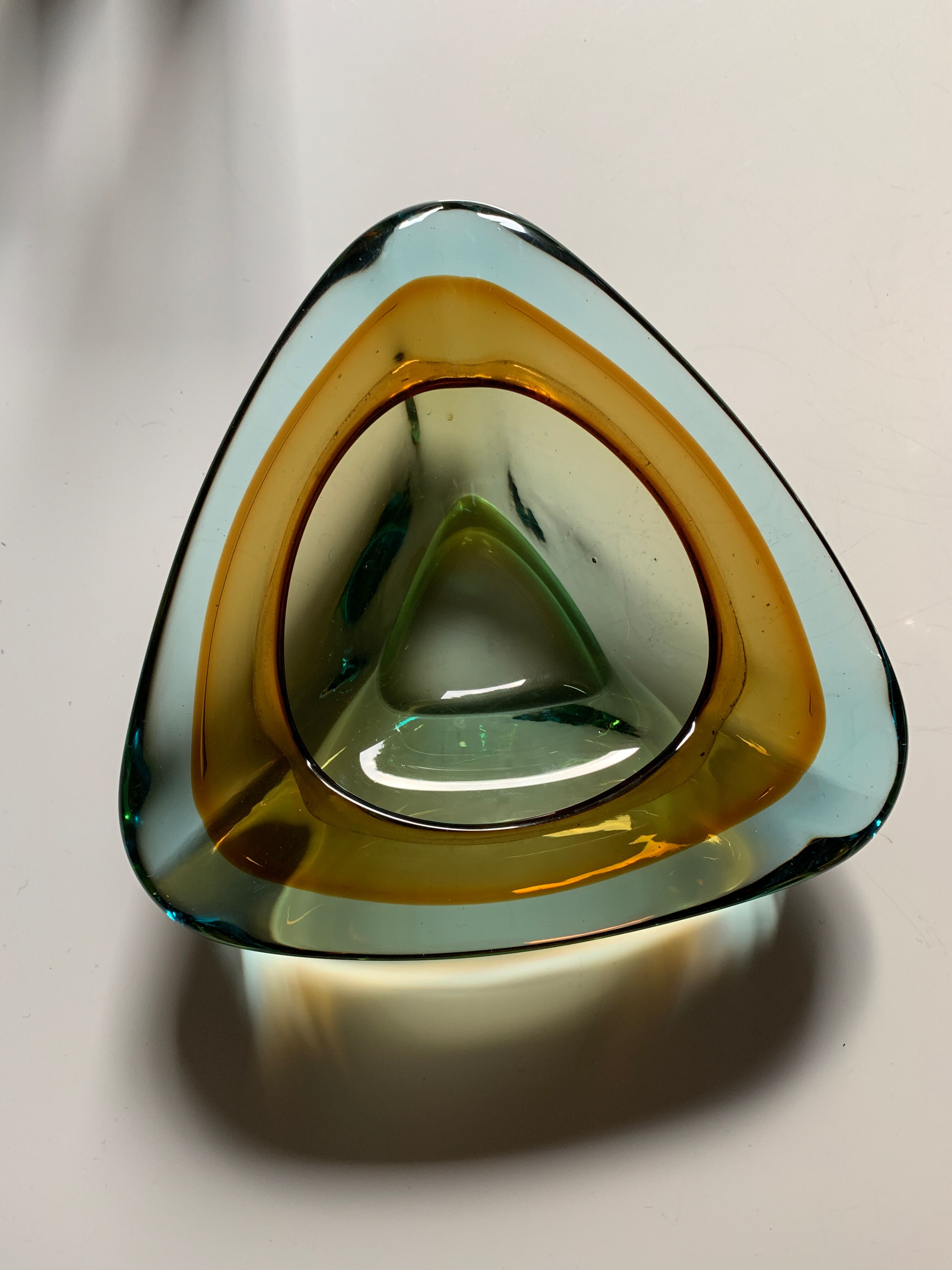 Rectangular ashtray 70s in murano glass sommerso technique