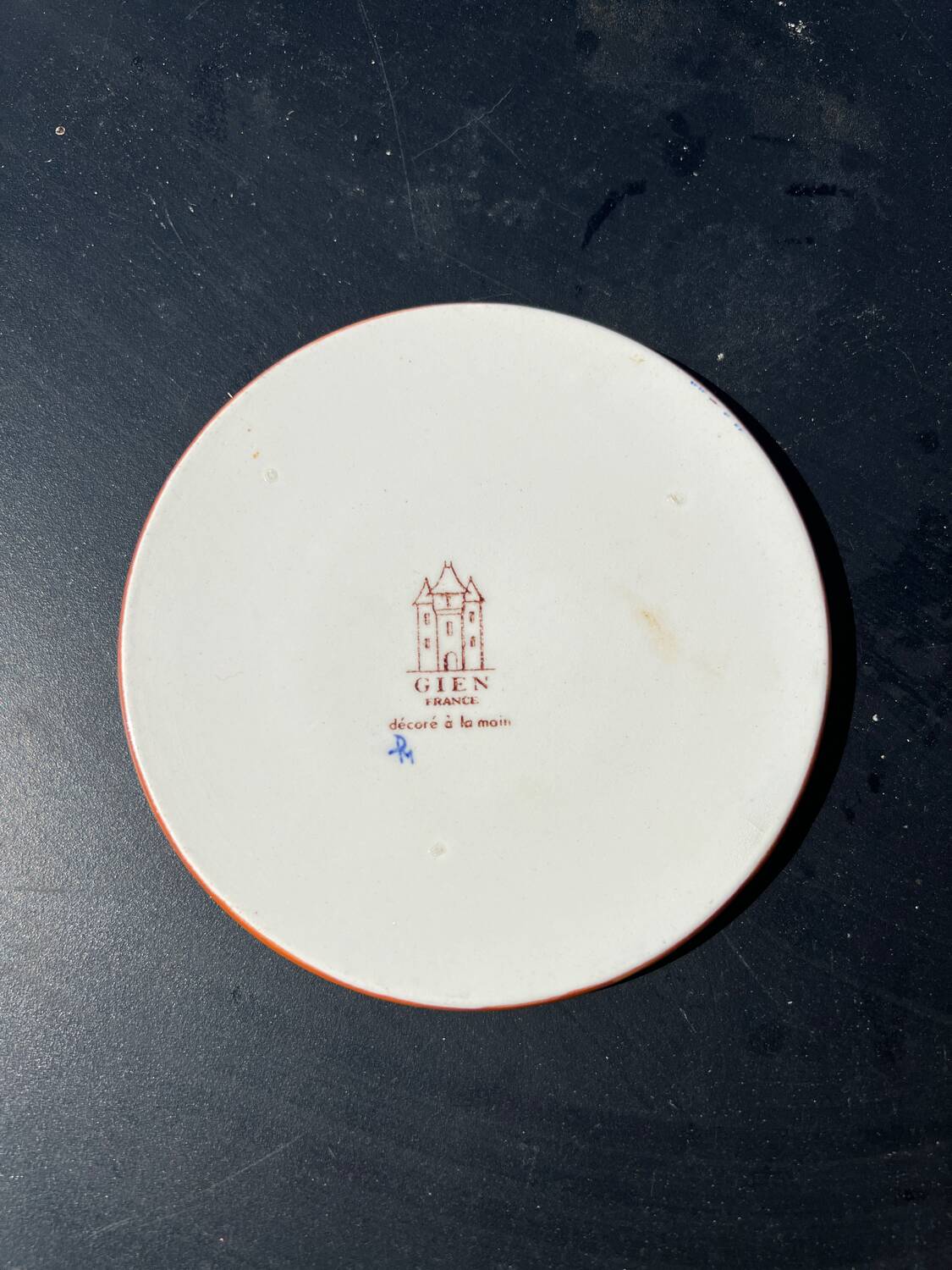 Hand-painted Gien bottle coaster