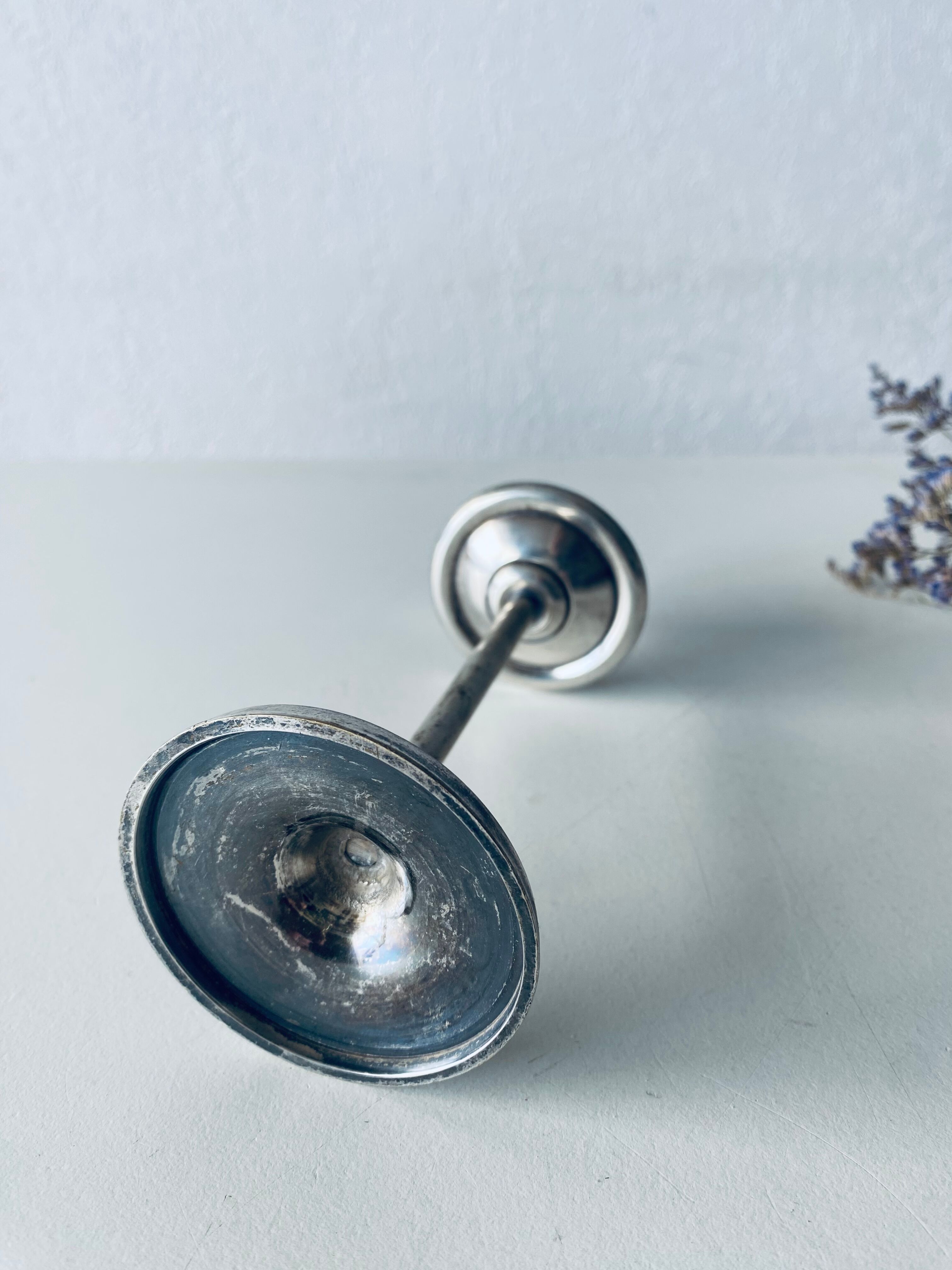 Twisted silver candle holder