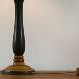 Turned wooden lamp, green and gold